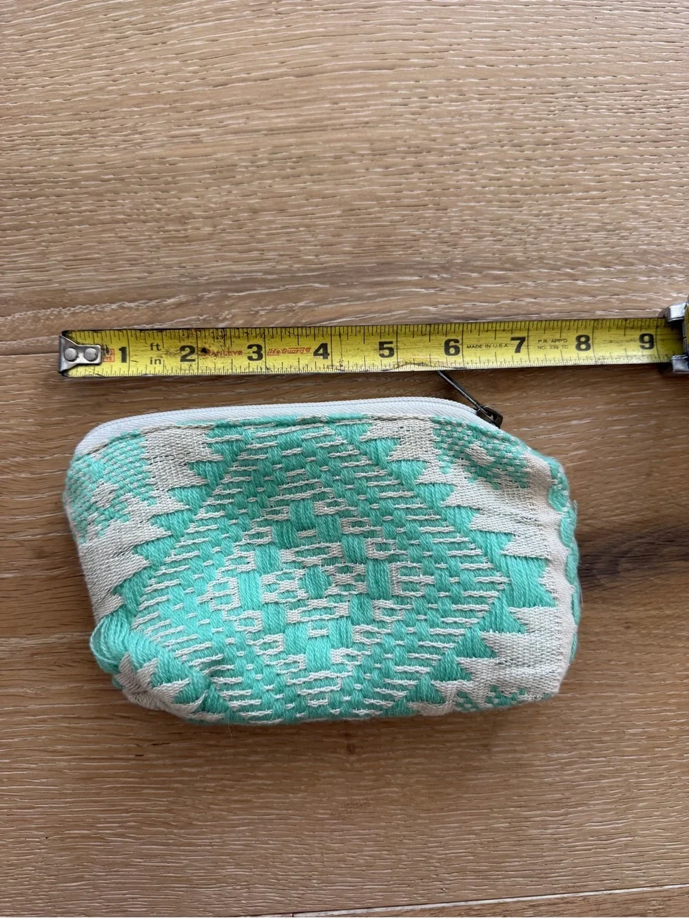 Woven Mint Tribal Pattern Coin Purse - Small Zip Pouch